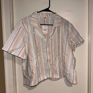 Cotton on. Stripped button down cropped. Brand new!